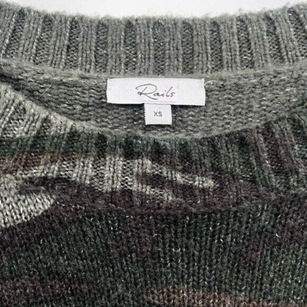 RAILS Perci Camo Wool-Alpaca Long Sleeve Crew Neck Sweater XS - Picture 3 of 10